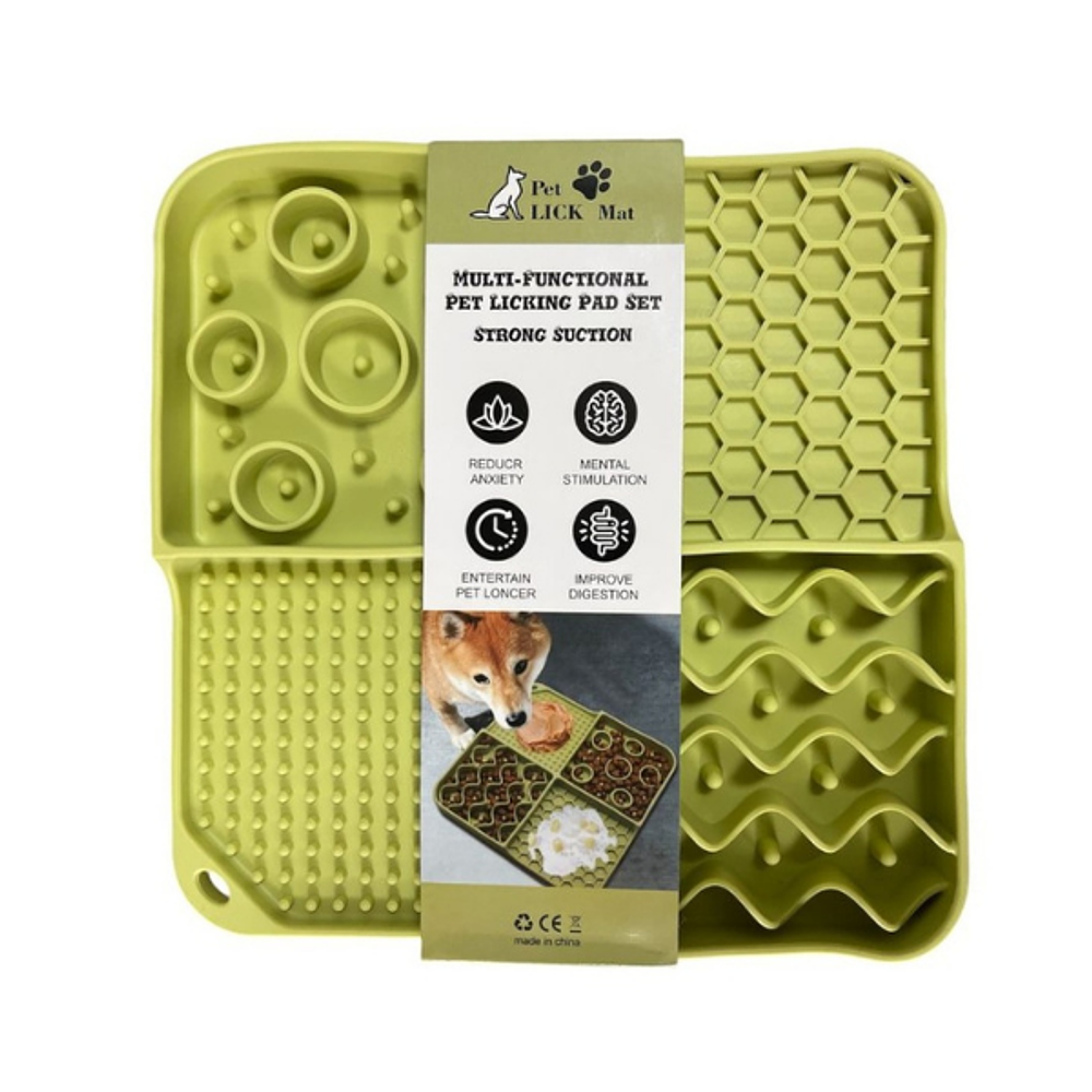 Lick Mat Comedero Lento Para Perros Y Lamedor Verde 20x20