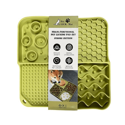 Lick Mat Comedero Lento Para Perros Y Lamedor Verde 20x20