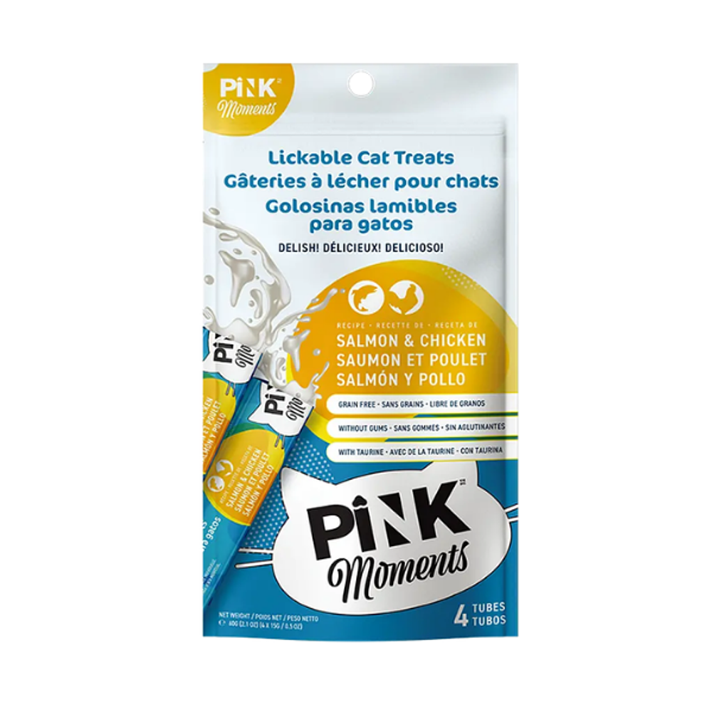Snack para gato Pink Moments tipo churu Salmon y pollo 60gr - 4 tubos 15gr