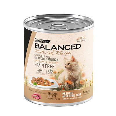Balanced Natural Recipe Delicados Filetes Carne para Gato 340 Gr