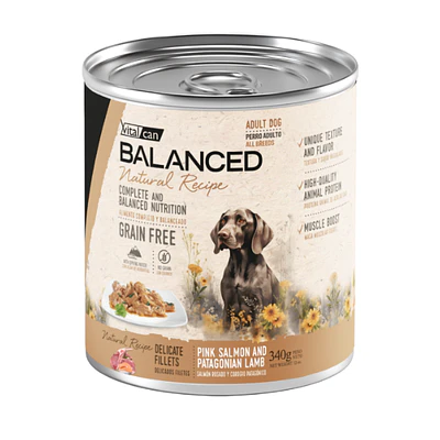 Balanced Natural Recipe Perro Delicados Filetes Salmón y Cordero 340 Gr