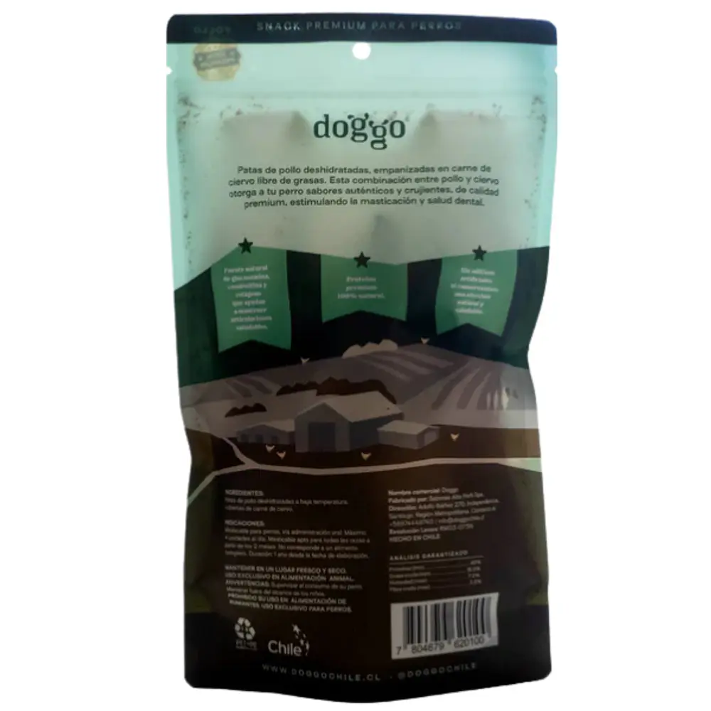 Snack para Perros 100% Natural Patas de Pollo en Crispy de Ciervo