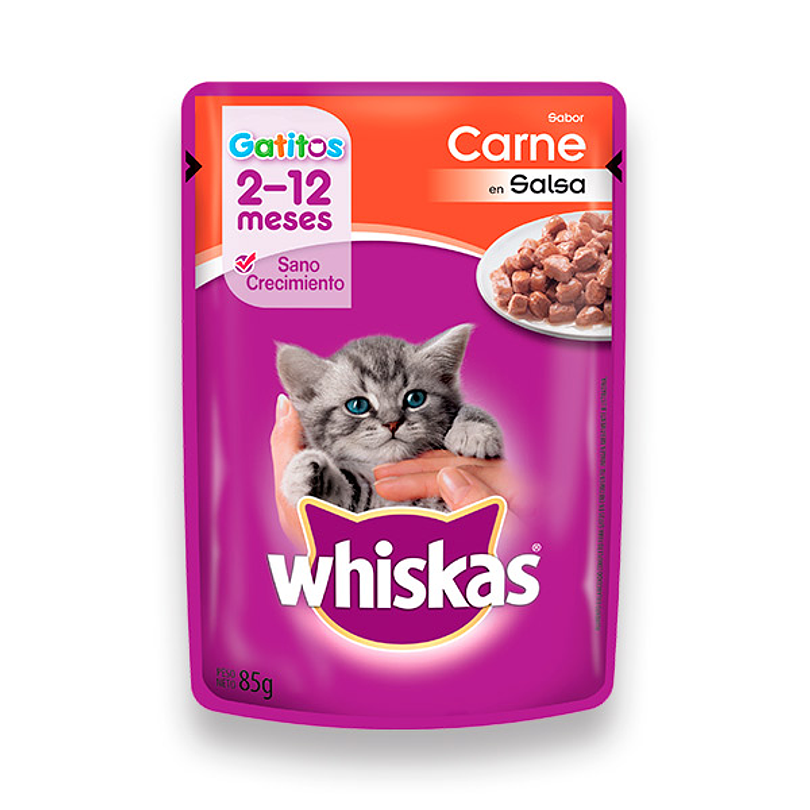 Alimento húmedo Whiskas Gatitos Carne 85 Gr. 2
