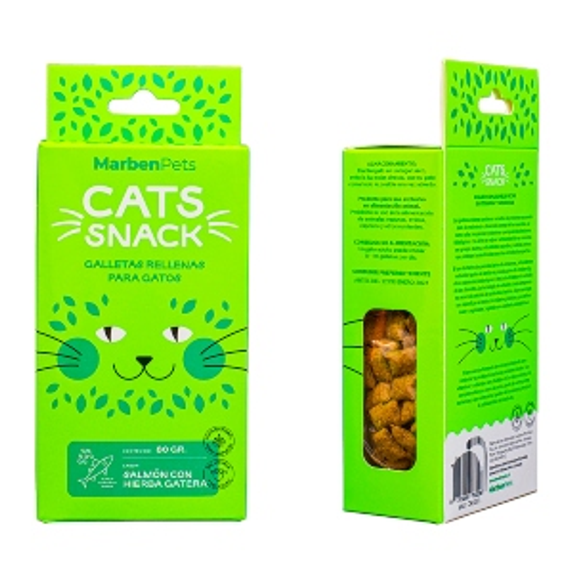 Cat Snack - Galletas Rellenas Salmon Con Hierba Gatera 80 Gr