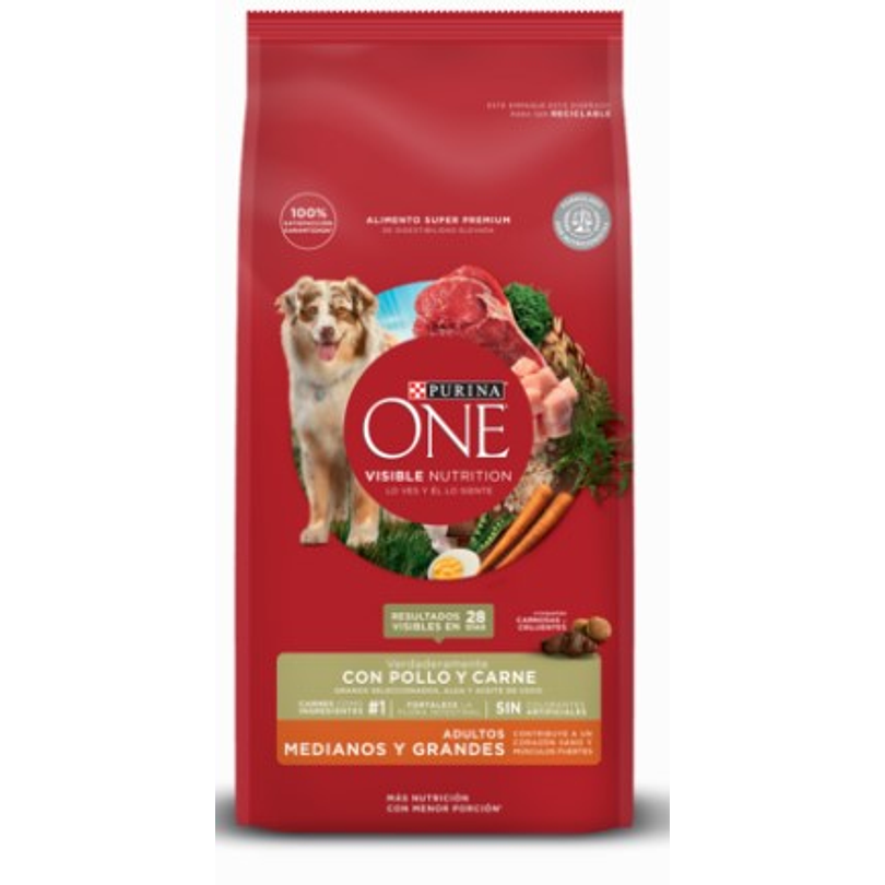 Purina One Adultos Med. Y Grandes Con Pollo Y Carne 6 Kg