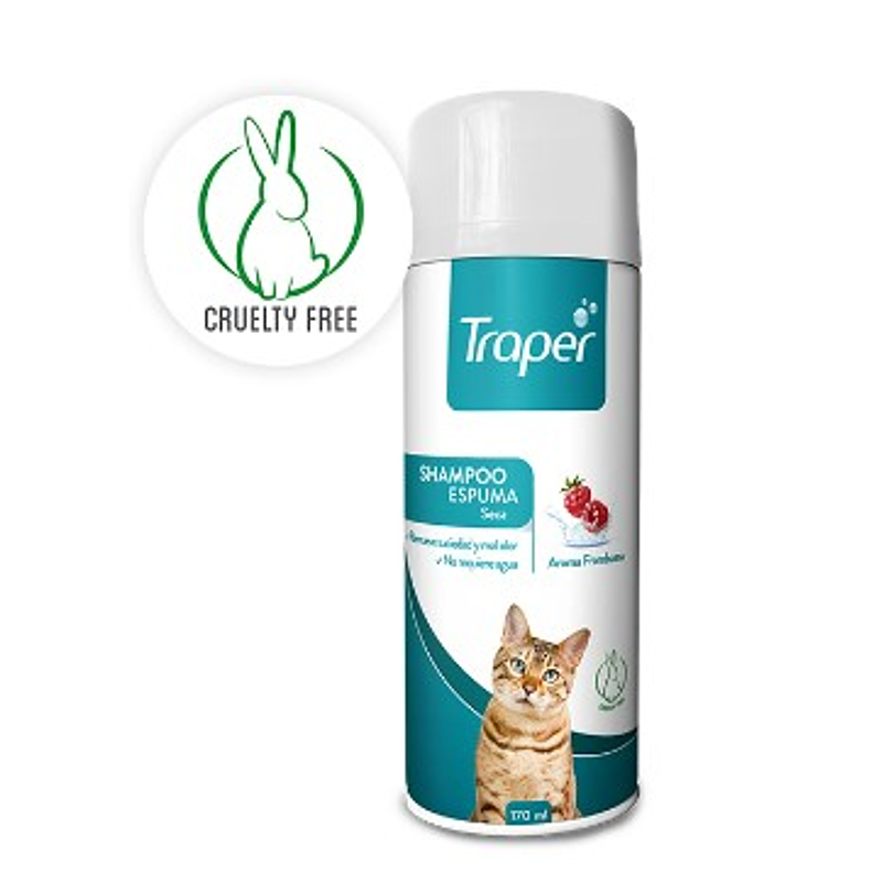 Traper Shampoo Espuma Seca Gato 170 Ml Aroma Frambuesa