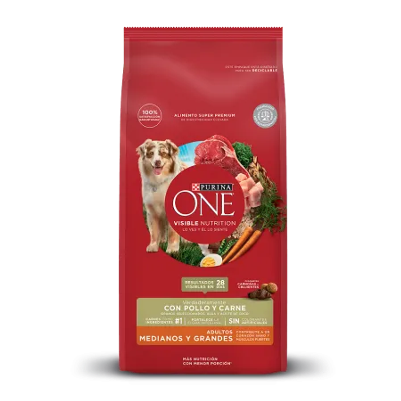 Purina One Adultos Med. Y Grandes Con Pollo Y Carne 12 Kg