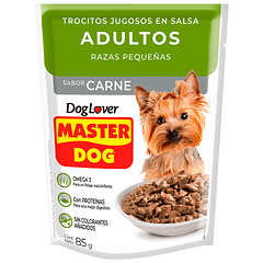 Master Dog Trocitos Jugosos Raza Pequeña Sabor Carne 85 gr