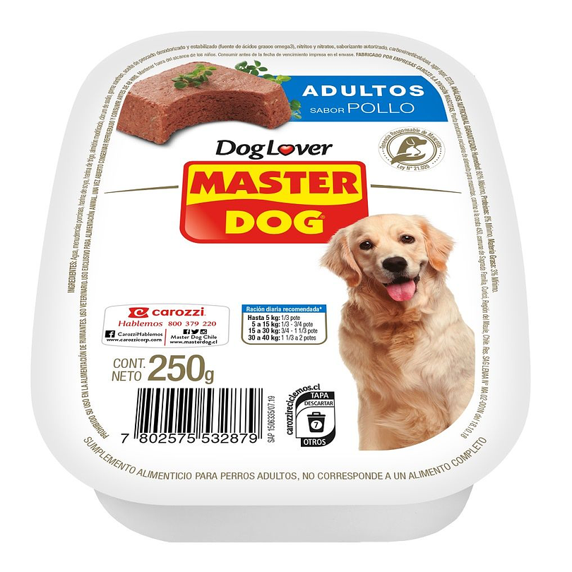 Master Dog Paté Adulto sabor pollo 250 Gr 2