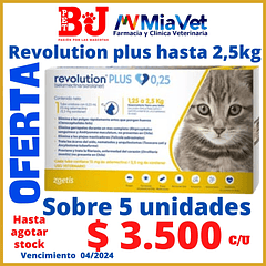 Revolution Plus Gato 1.25 A 2.5 Kg Desde 5 Unidades Vencimiento 04/2024