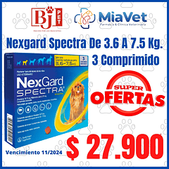 Nexgard Spectra De 3.6 A 7.5 Kg. 3 Comprimido Vencimiento 11/2024