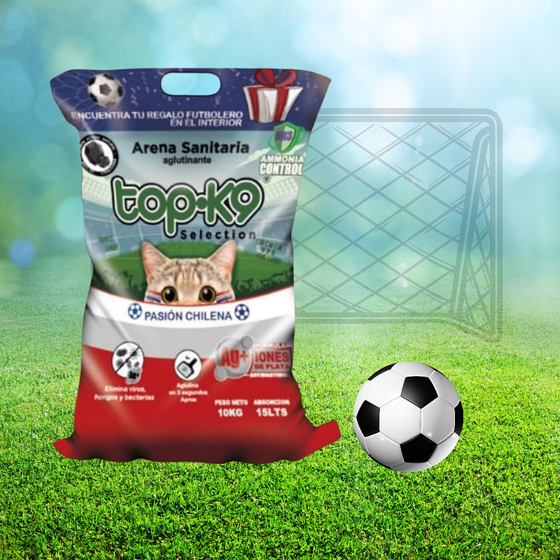Topk9 Arena Aglut Con Iones de Plata Pasion Chilena 10 Kg+Regalo 2