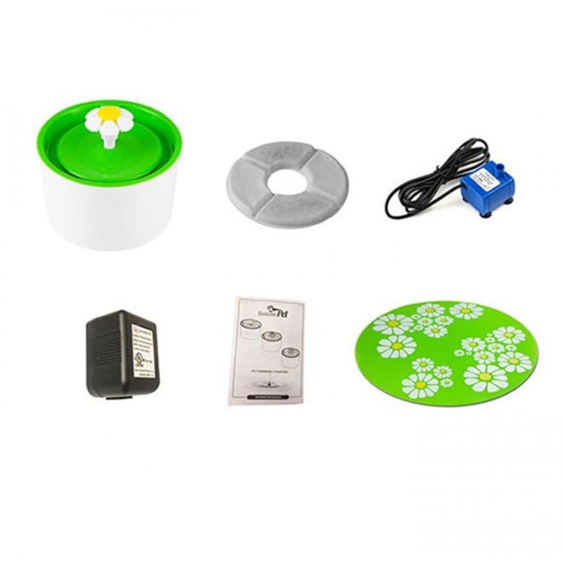 Fuente De Agua Para Gatos Modelo Flor Con Tapete 1.6 Lts 2