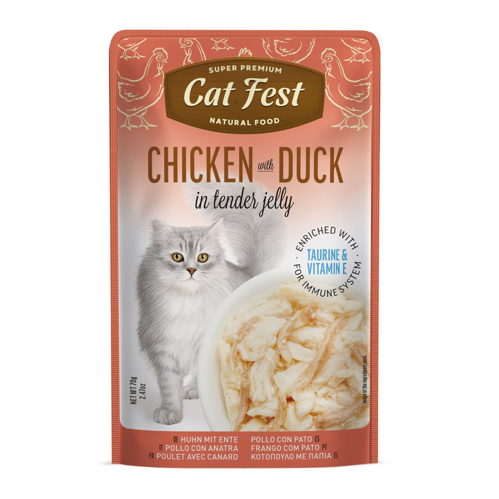 Cat Fest Filetes de Pollo con Pato en Gelatina 70 Gr