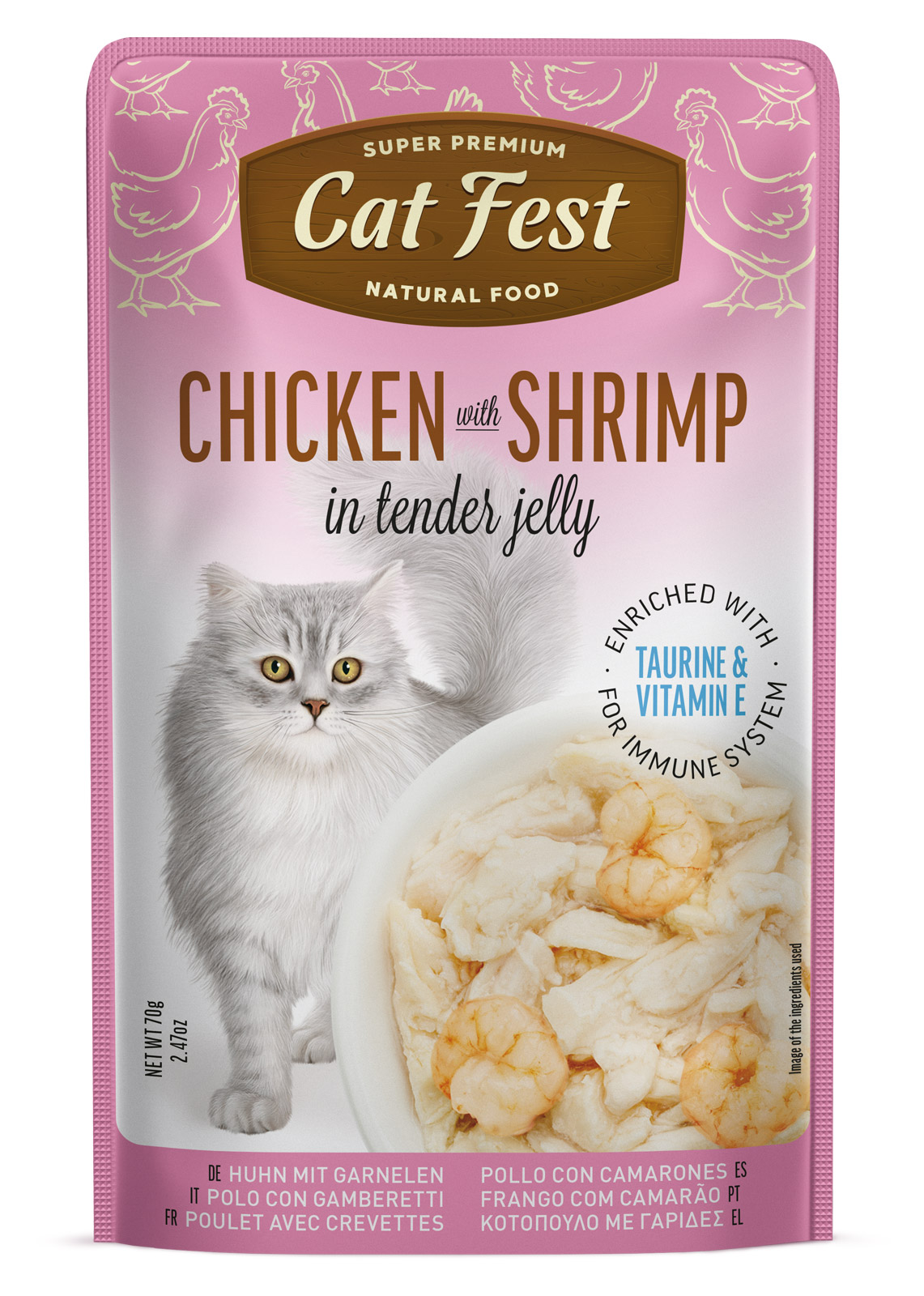 Cat Fest Filetes de Pollo con Camarón en Gelatina 70 Gr