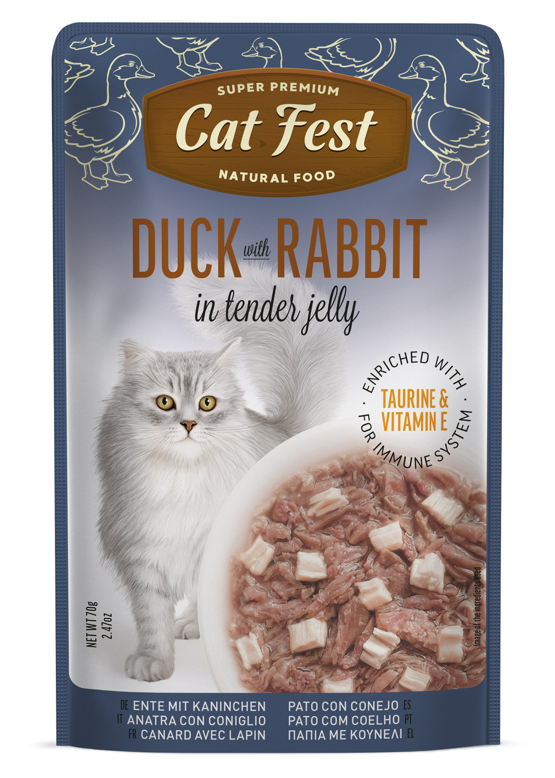 Cat Fest Filetes de Pato con Conejo en Gelatina 70 Gr