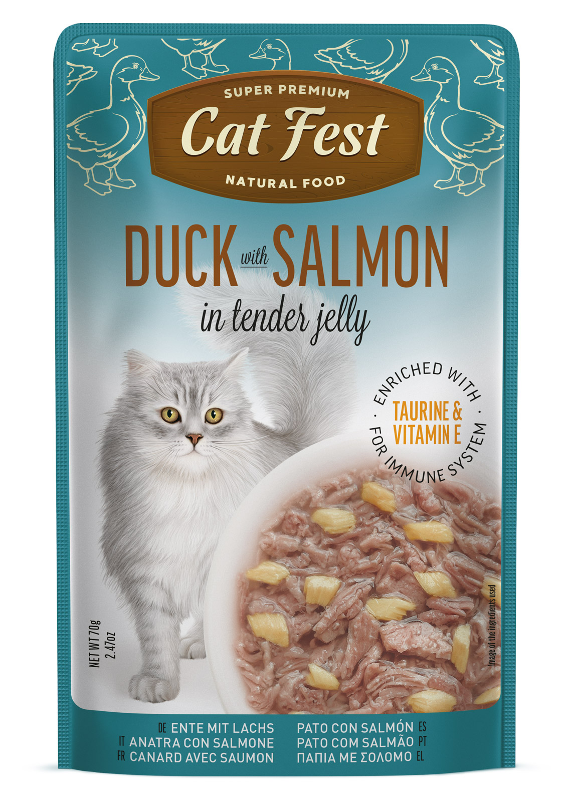 Cat Fest Filetes de Pato con Salmón en Gelatina 70 Gr