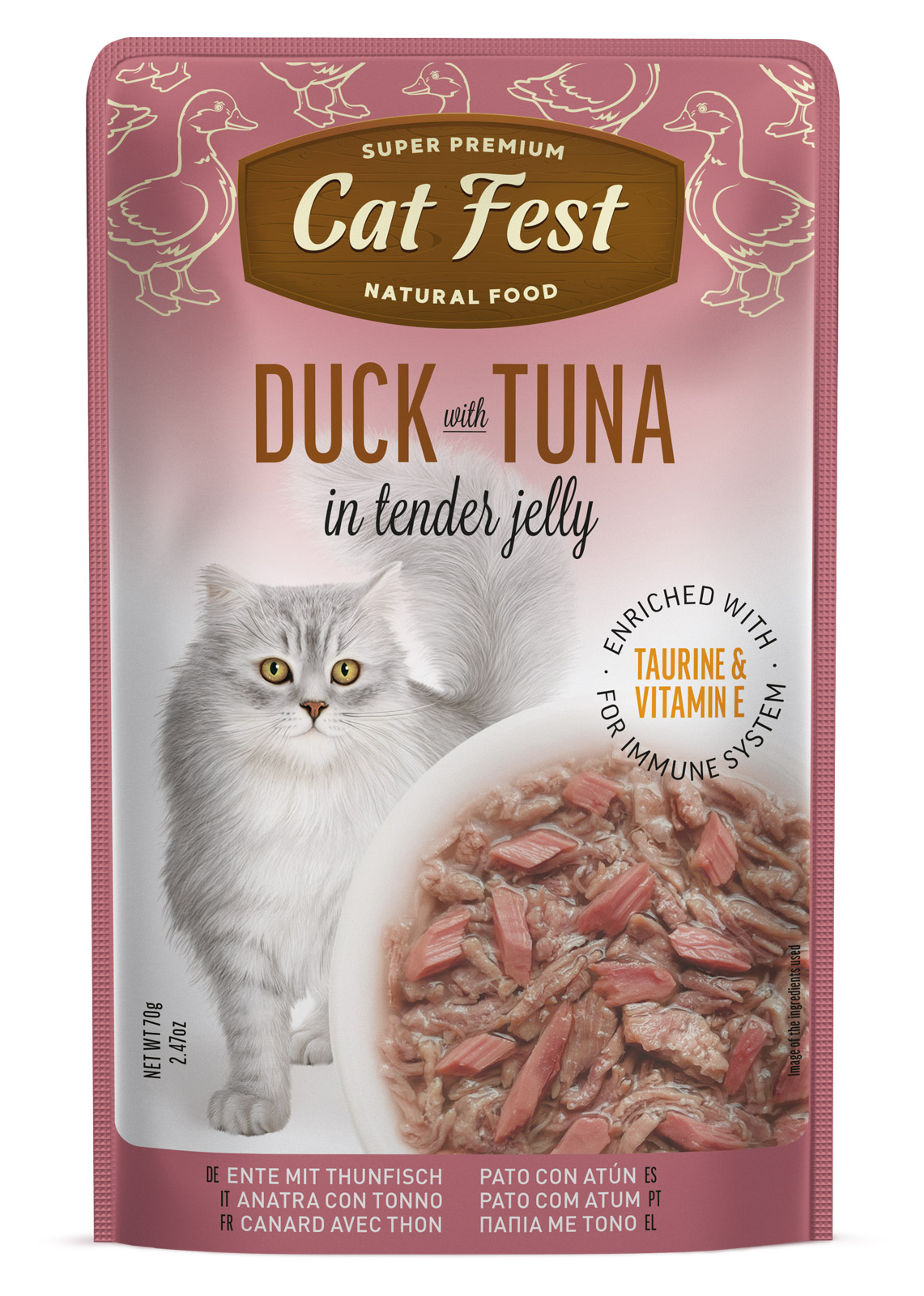 Cat Fest Filetes de Pato con Atún en Gelatina 70 Gr