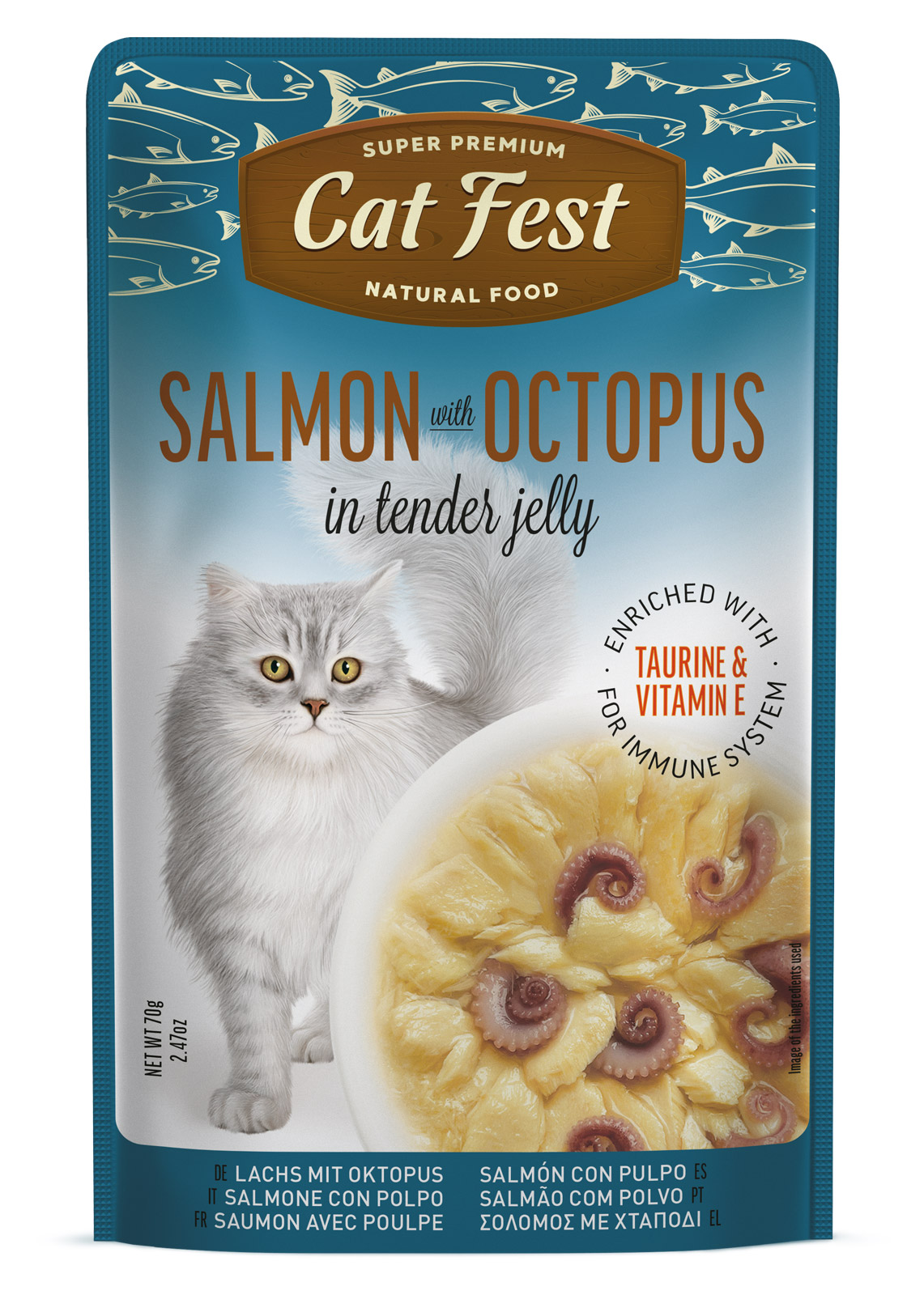 Cat Fest Filetes de Salmón con Pulpo en Gelatina 70 Gr