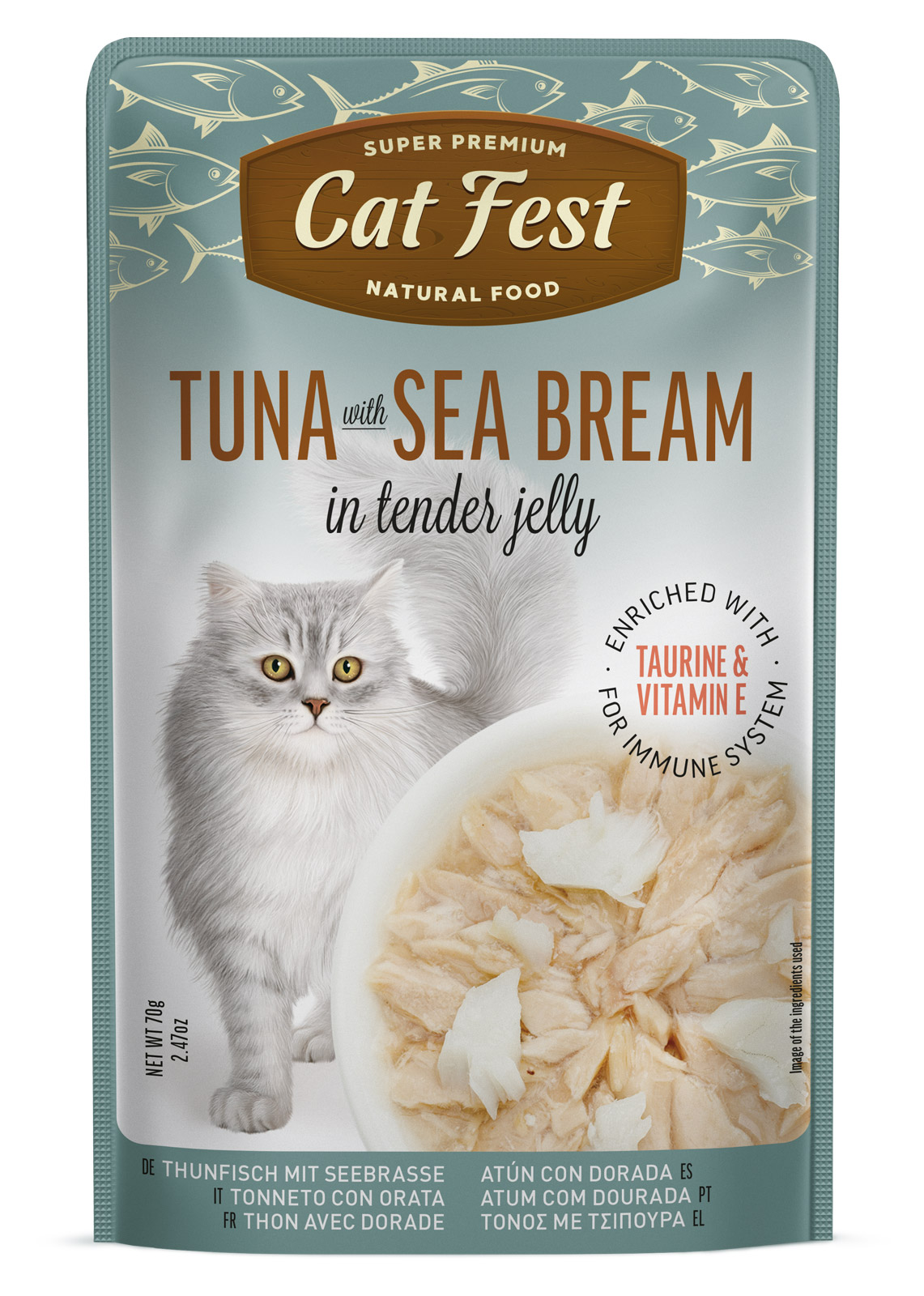 Cat Fest Filetes de Atún con Dorado en Gelatina 70 Gr