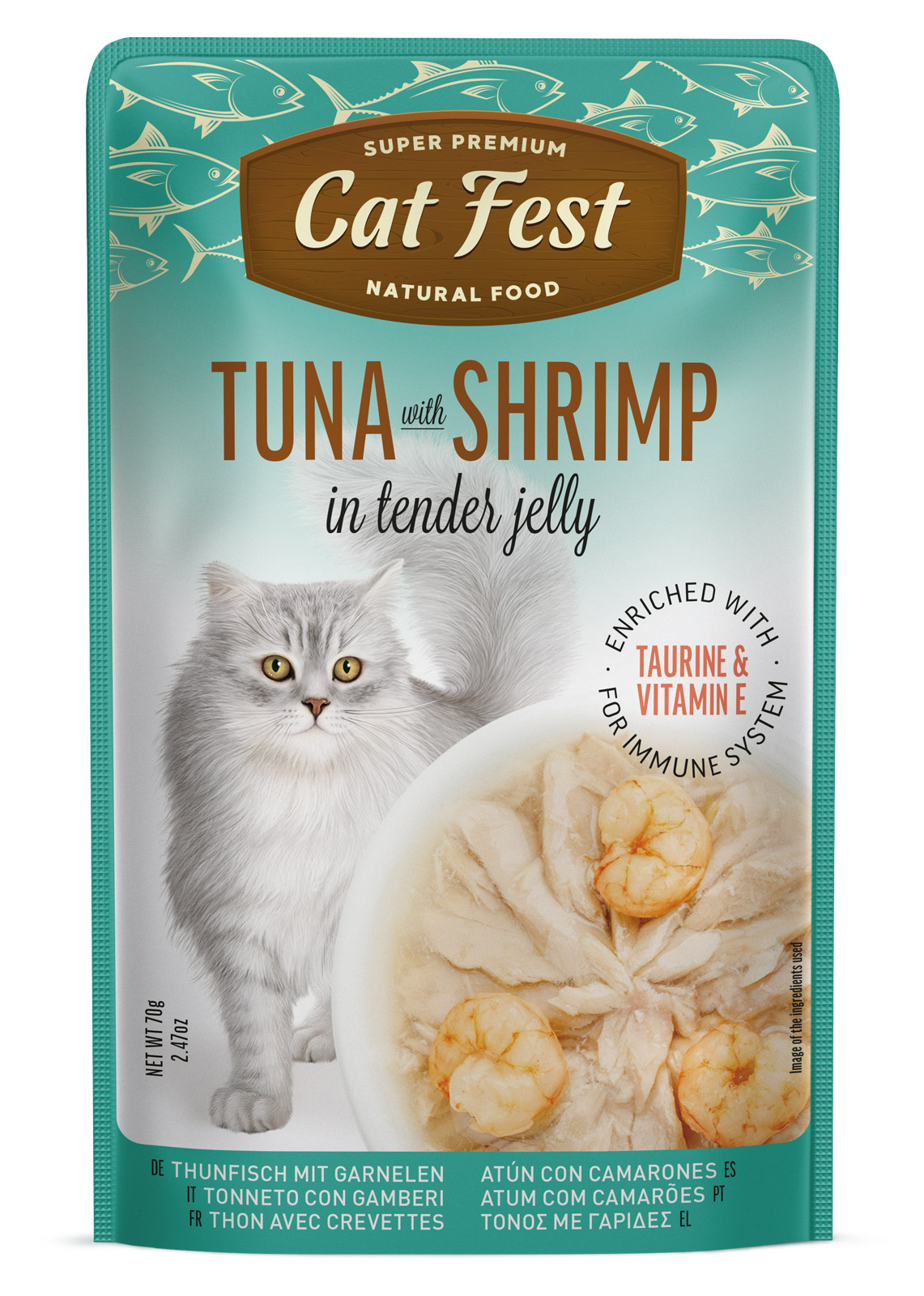 Cat Fest Filetes de Atún con Camarón en Gelatina 70 Gr