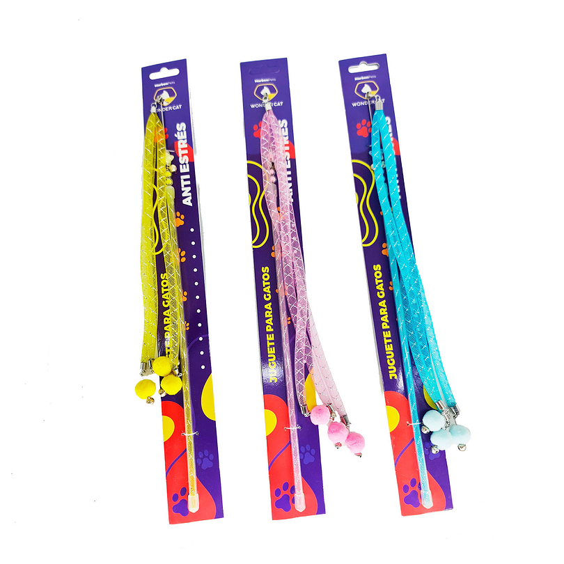 Varilla Para Gatos Con Resortes Y Pelotitas, Colores