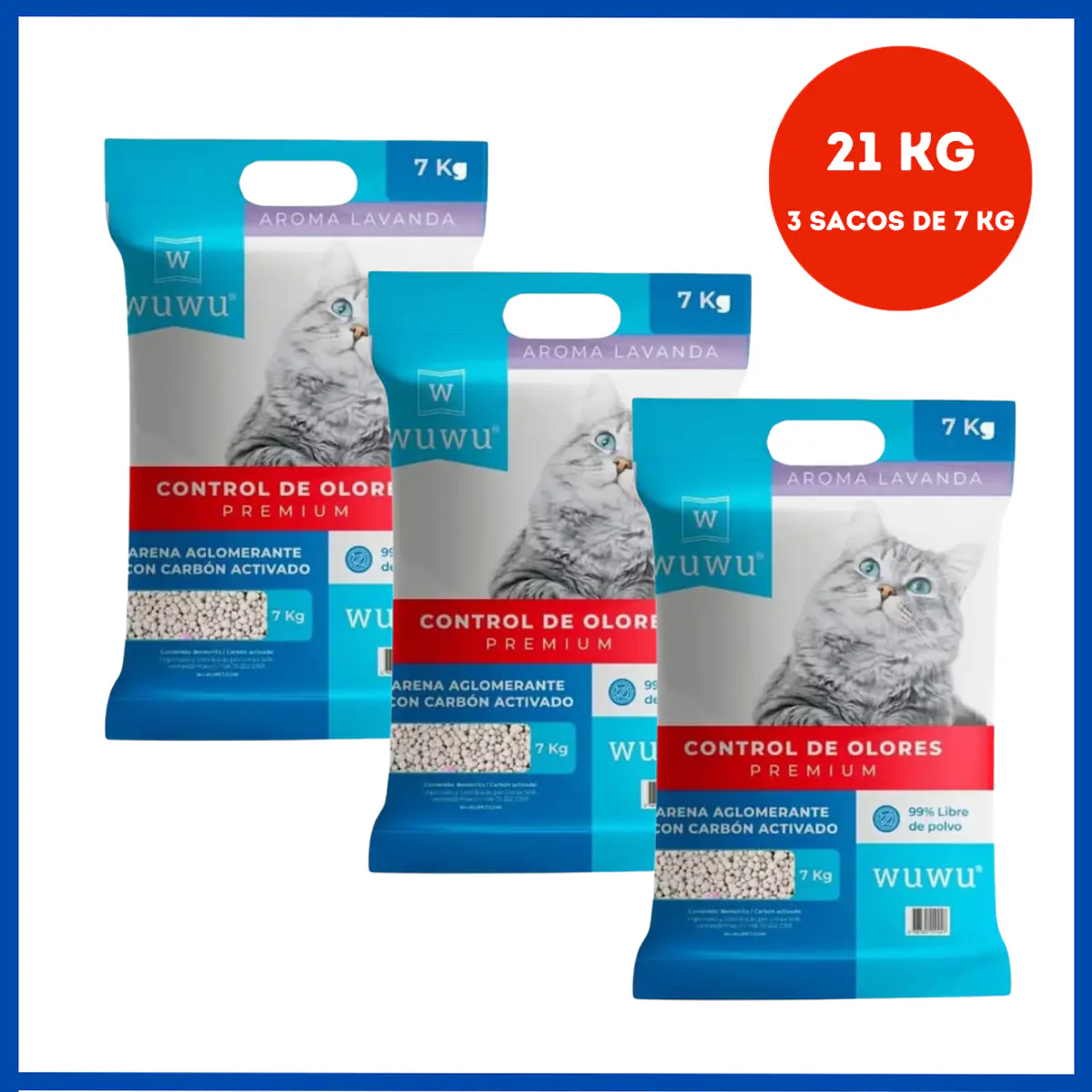 Wuwu Arena Lavanda Con Carbon 3 x 7 Kg = 21 Kg | PET BJ