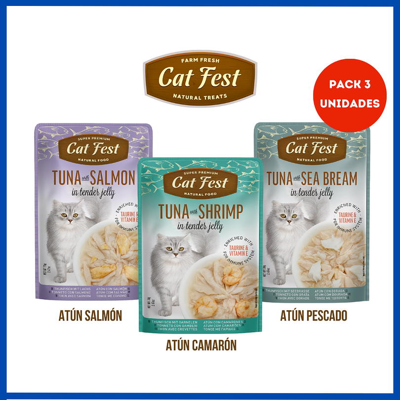Pack Cat Fest Sabores Atun 3 Pouch 1