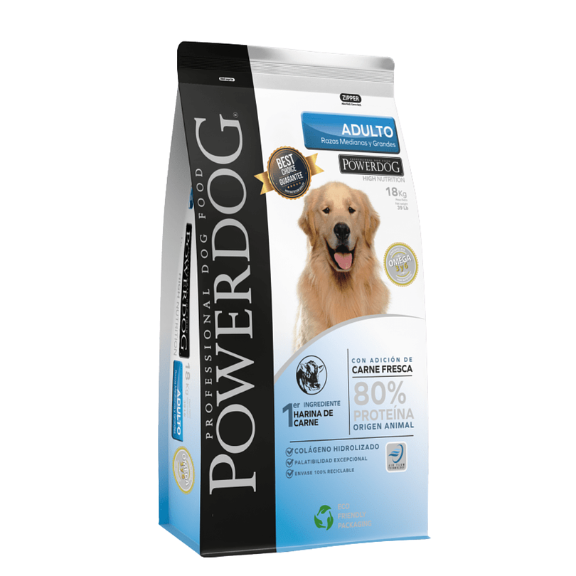 Powerdog Adulto Razas Medianas Y Grandes 18 Kg