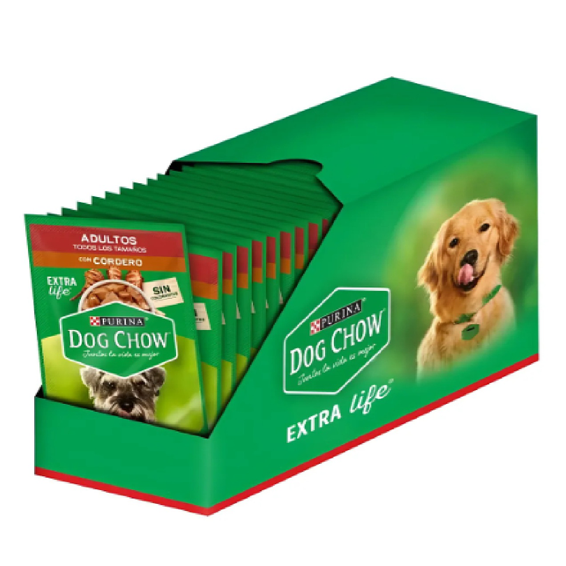 Pack 20 Pouch Dog Chow  Adulto Cordero 100 Gr 1