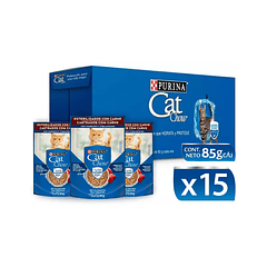Pack 15 Pouch Cat Chow Esterilizado Carne 85 Gr.