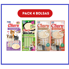 Pack Churu Gato Sabores Pollo  4 Bolsas (16 Tubitos)
