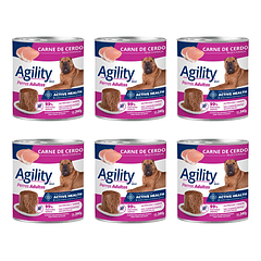 Pack 6 Latas Agility Perro Adulto Cerdo 340 Gr