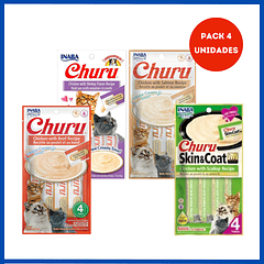 Pack Churu Gato Sabores Pollo  4 Bolsas (16 Tubitos)