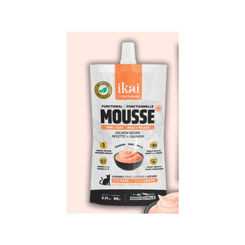 Ikai Mousse De Salmón Piel y Pelaje Para Gato 60 Gr