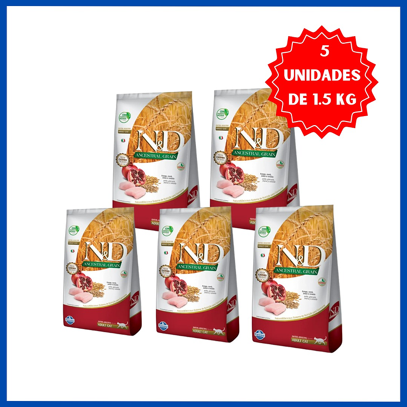 Pack Nd Ancestral Feline Frango Adult 1,5x5 Kg =7,5 Kg 2