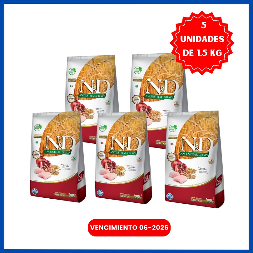 Pack Nd Ancestral Feline Frango Adult 1,5x5 Kg =7,5 Kg 1