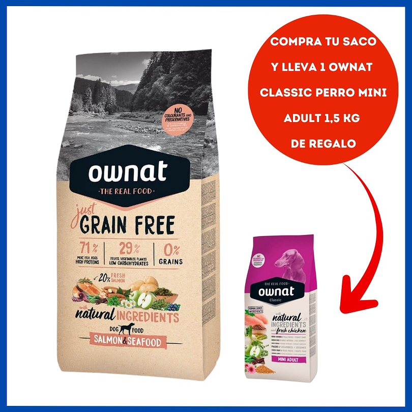 Ownat Just Grain Free Dog Salmon & Seafood 14 Kg 1