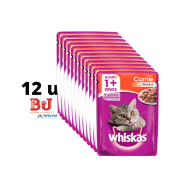 Alimento Húmedo Whiskas Carne Caja 12 U 85 Gr
