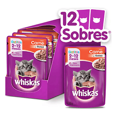 Alimento Húmedo Whiskas Gatito Carne Caja 12 U 85 Gr