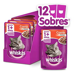 Alimento Húmedo Whiskas Carne Caja 12 U 85 Gr