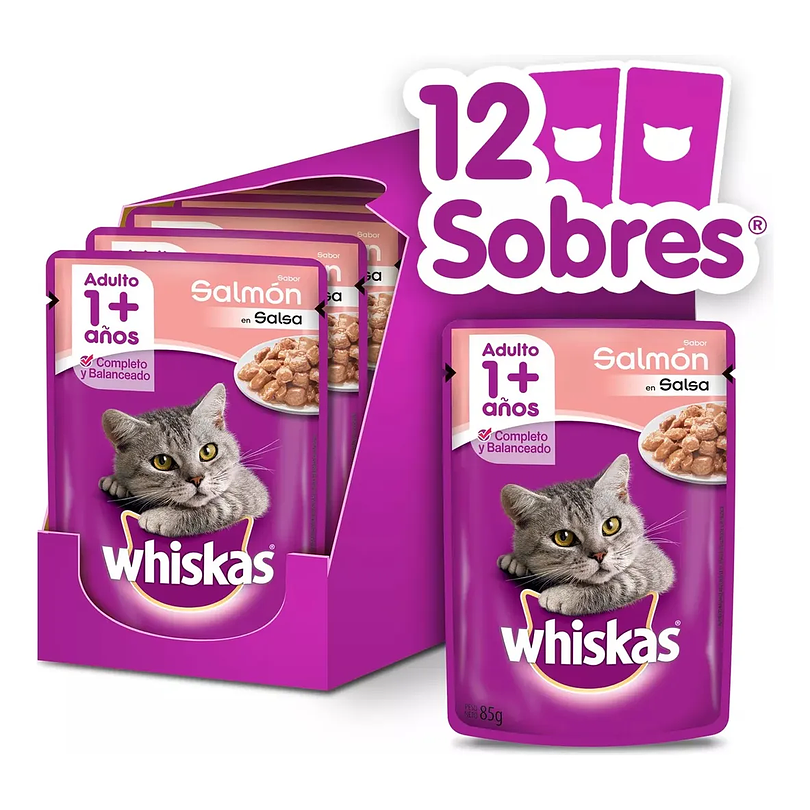 Whiskas Salmon Caja Adulto 12 U 85 Gr