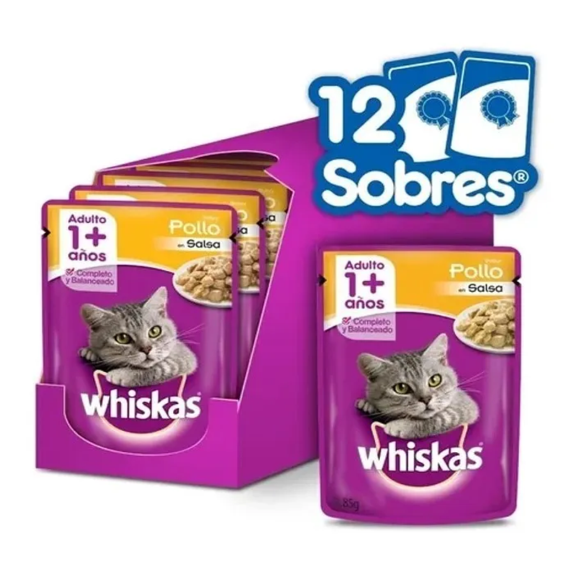 WhAlimento Húmedo Whiskas Pollo Caja 12 U 85 Gr