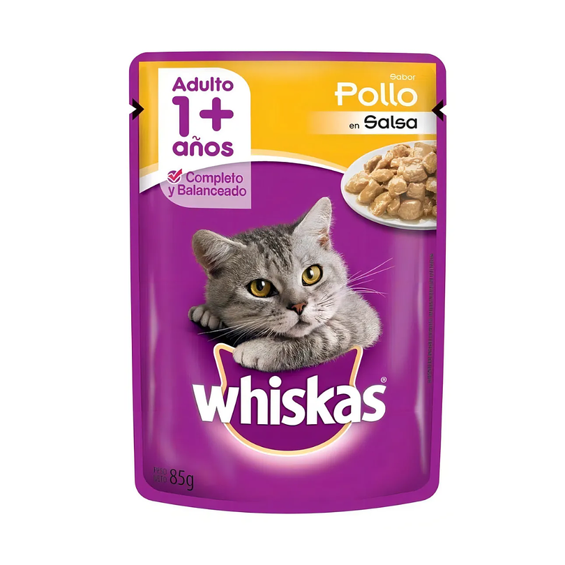 Alimento húmedo Whiskas Adulto 1+ Pollo En Salsa 85 Gr