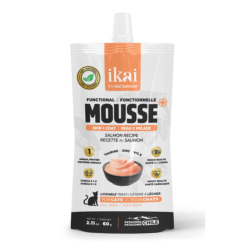 Ikai Mousse De Salmón Piel y Pelaje Para Gato 60 Gr
