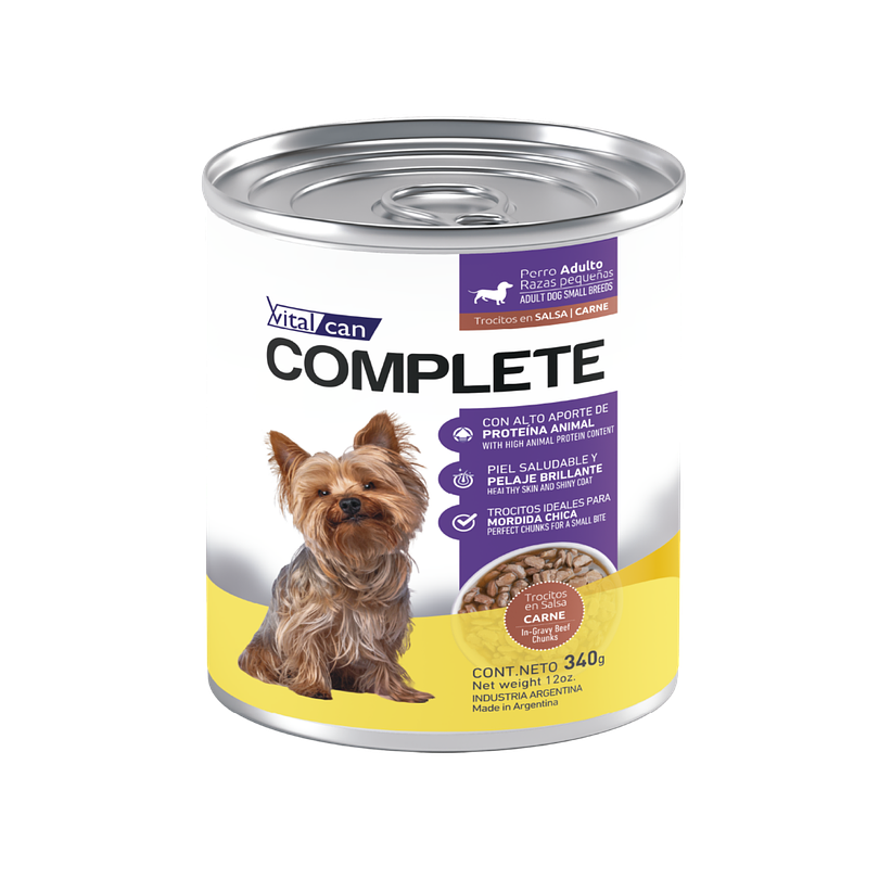 Pack 12 Latas Complete Trocitos En Salsa Carne Perro Adulto Raza Pequeña 340 Gr 2