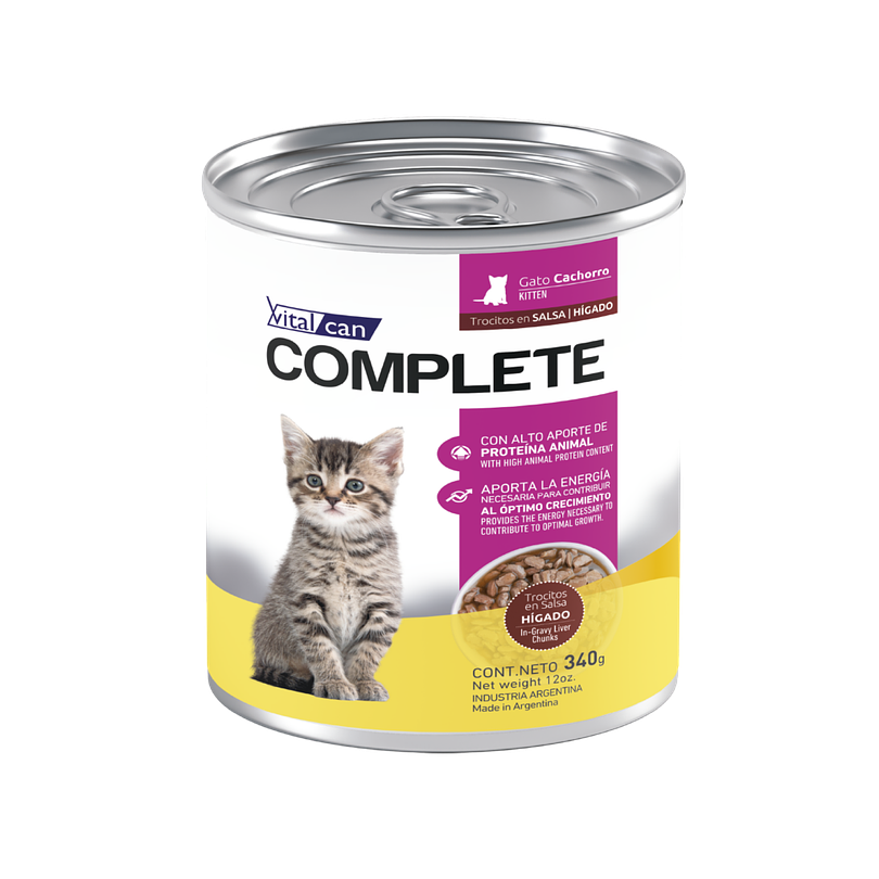 Pack 12 Latas Complete Trocitos En Salsa Higado Kitten 340 Gr 2