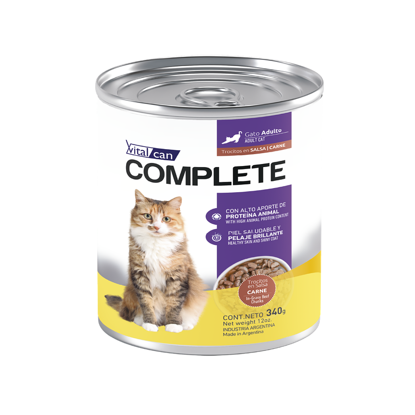 Pack 12 Latas Complete Trocitos En Salsa Carne Gato Adulto 340 Gr 2