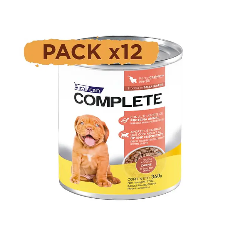  Pack 12 Latas Complete Trocitos En Salsa Carne Perro Cachorro 340 Gr 2