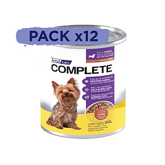 Pack 12 Latas Complete Trocitos En Salsa Carne Perro Adulto Raza Pequeña 340 Gr